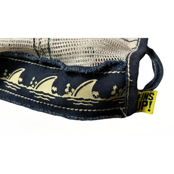 LandShark Lager Trucker Hat Navy Mesh Distressed Fins Up Adjustable OSFA - Picture 7 of 7